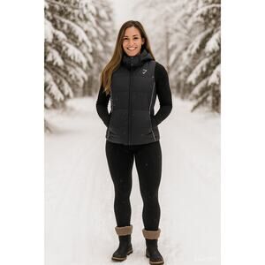 Gymshark Women's XXL Black Oversized Longline Gilet Puffer Vest Hooded HR7-38